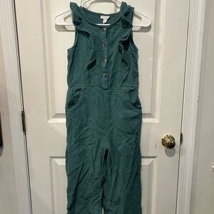 Cat & Jack Teal Ruffled Jumpsuit Size 10/12 L